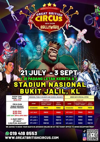 Great British Circus New Show Hollywood Ticket, National Stadium Bukit